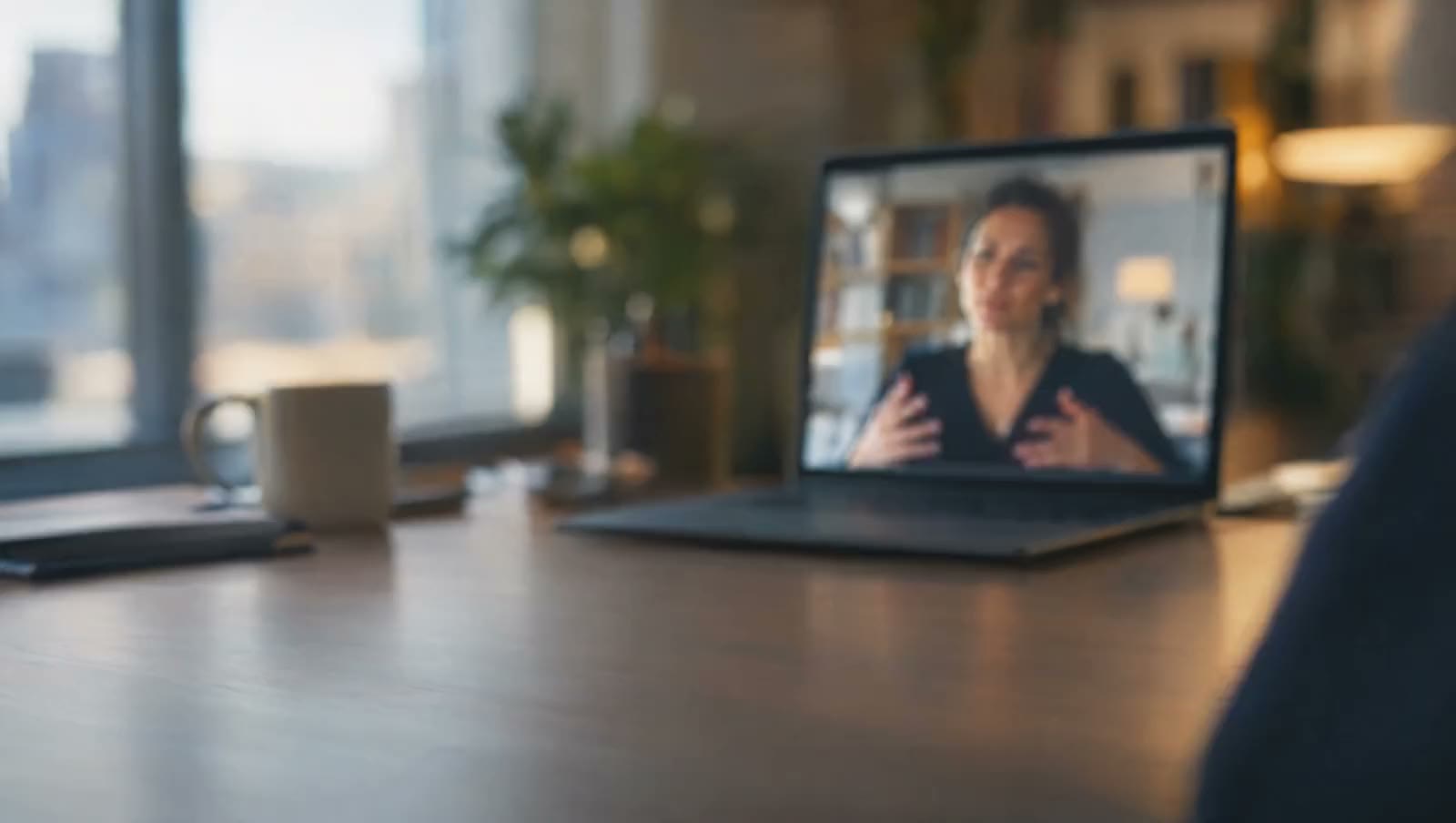 A specialist explaining a report on a video call